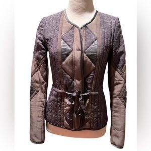 Rebecca Taylor Blue Quilted Silk Blazer Sz 4